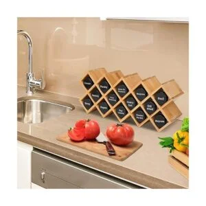 CrissCross Organizador de especias para encimera de bambú