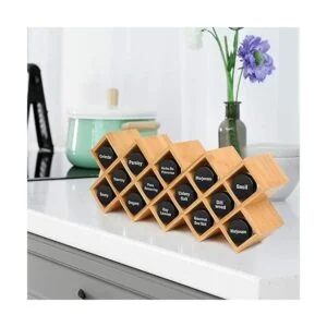 CrissCross Organizador de especias para encimera de bambú