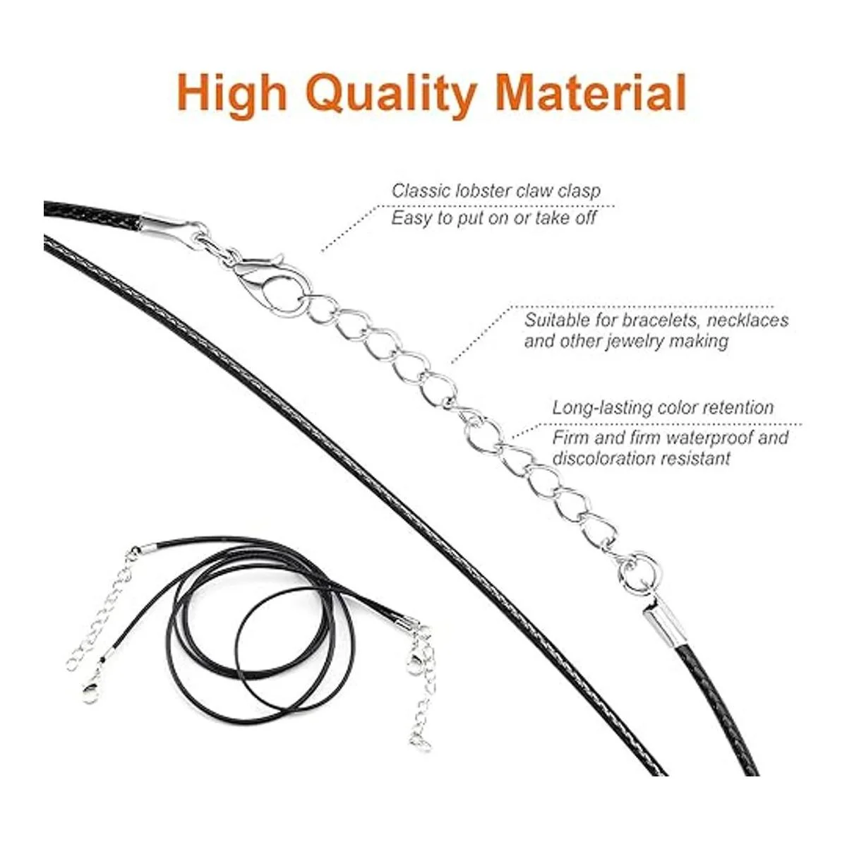 EuTengHao 120 piezas de cordón de collar encerado negro