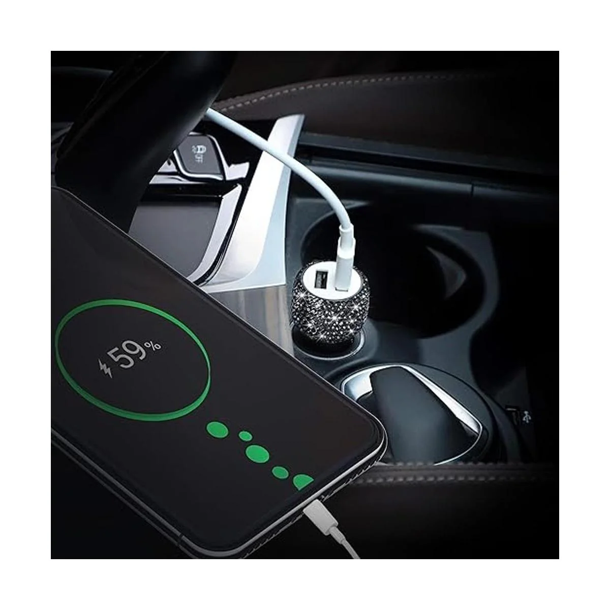 Dual USB Car ChargerSAVORI Car Adapter Bling Bling_4