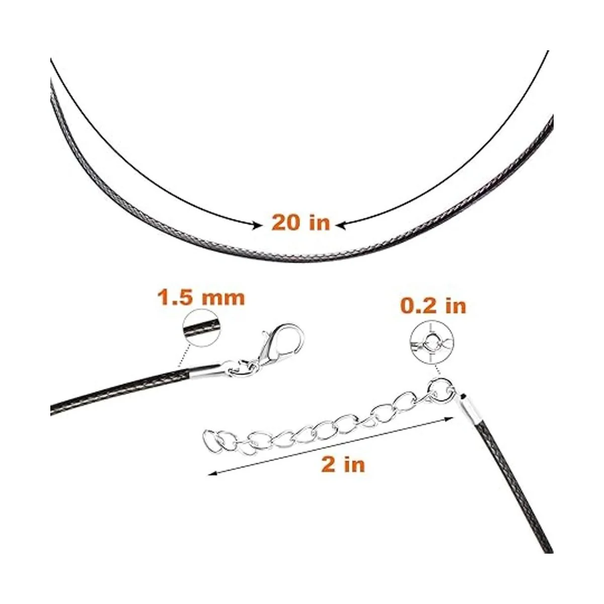 EuTengHao 120 piezas de cordón de collar encerado negro