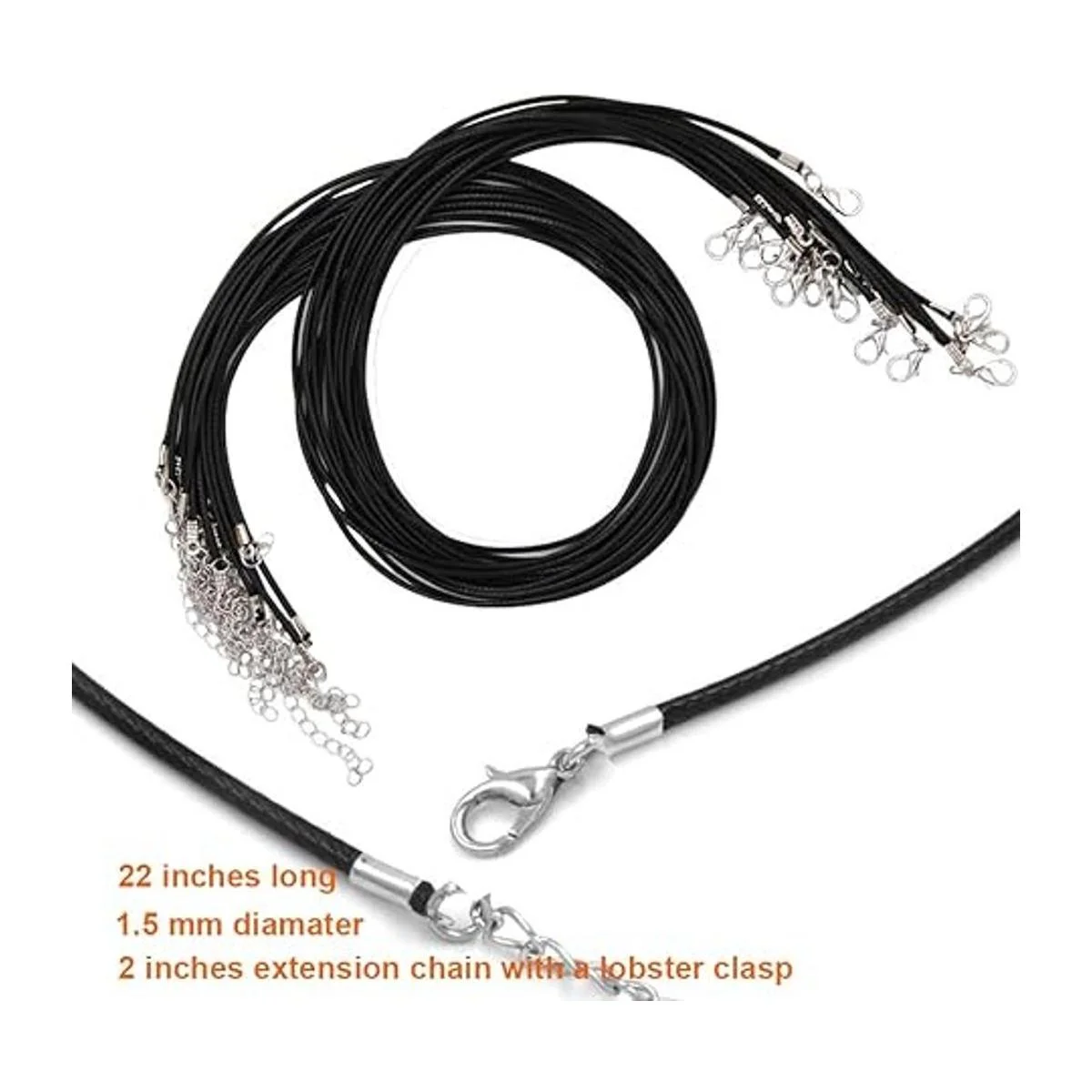 EuTengHao 120 piezas de cordón de collar encerado negro