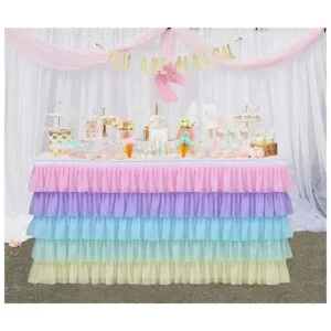 GewoneLife Falda de mesa de tul arcoíris de 6 pies para_2