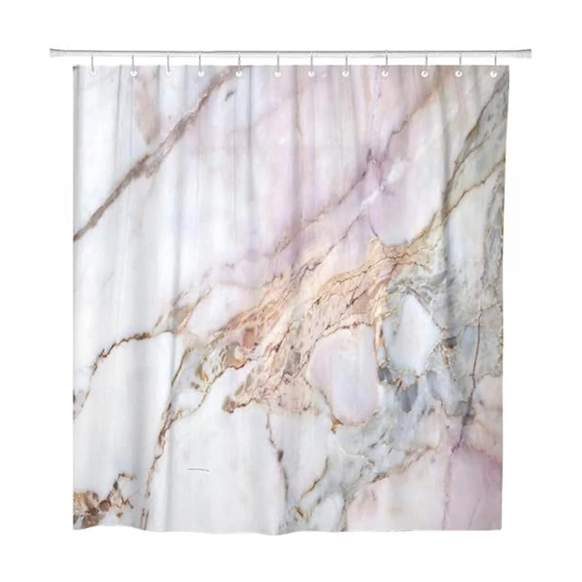 ArtSocket Cortina de ducha rosa y blanco patrón de mármol