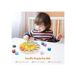 Coogam Reloj de madera con colores y formas diseño de_4