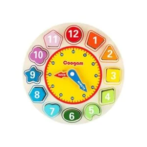 Coogam Reloj de madera con colores y formas diseño de_1