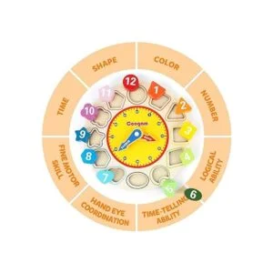 Coogam Reloj de madera con colores y formas diseño de_5