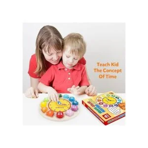 Coogam Reloj de madera con colores y formas diseño de_3