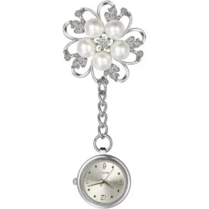 Reloj de enfermería para mujer diseño de hojas broche en_1