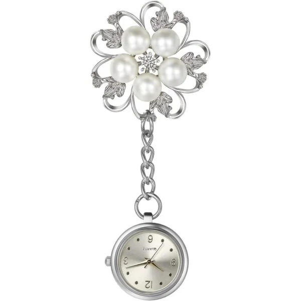 Reloj de enfermería para mujer diseño de hojas broche en_1