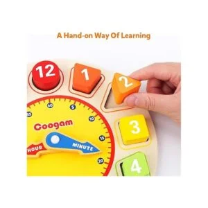 Coogam Reloj de madera con colores y formas diseño de_2