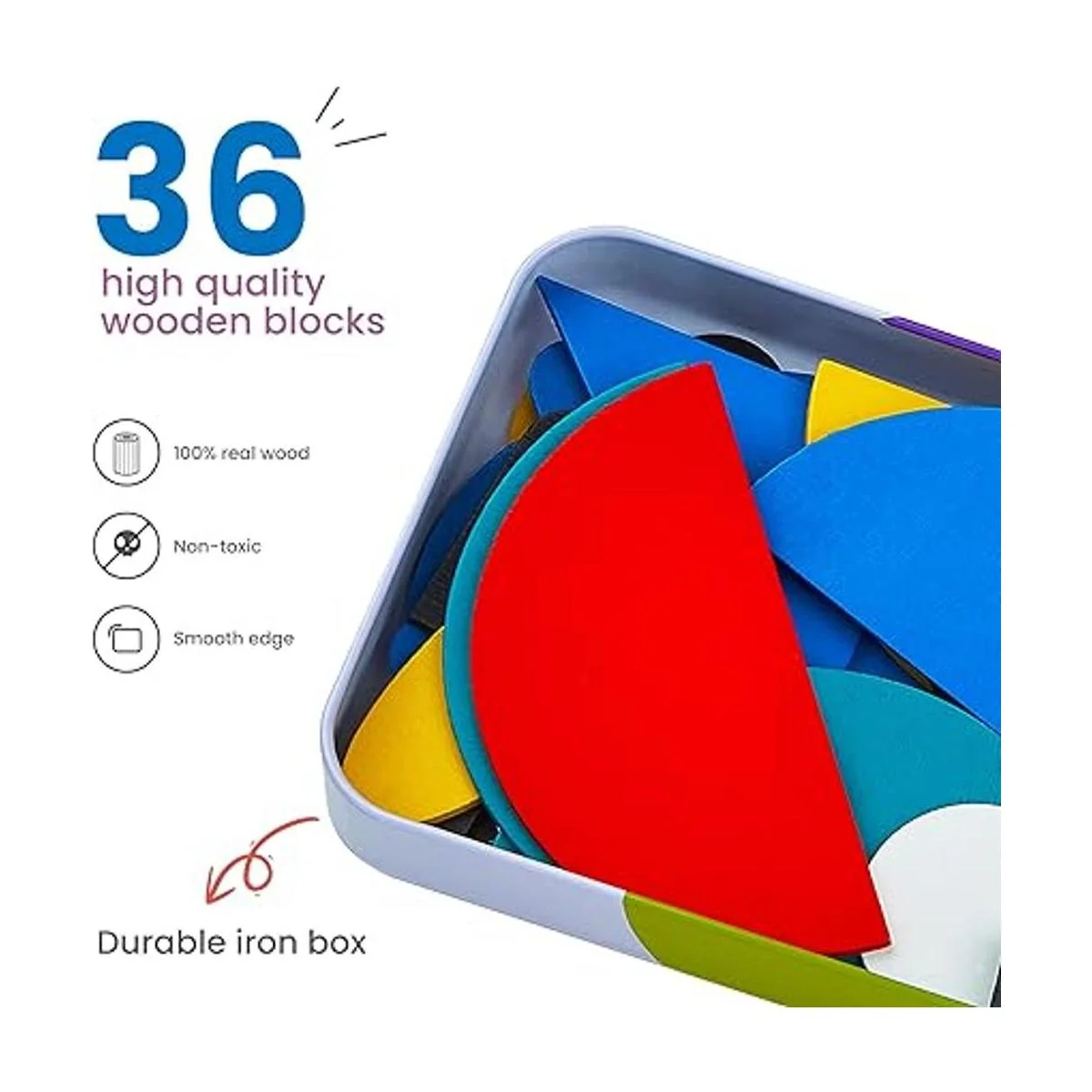 LIKEE Rompecabezas de bloques de patrón de madera_4