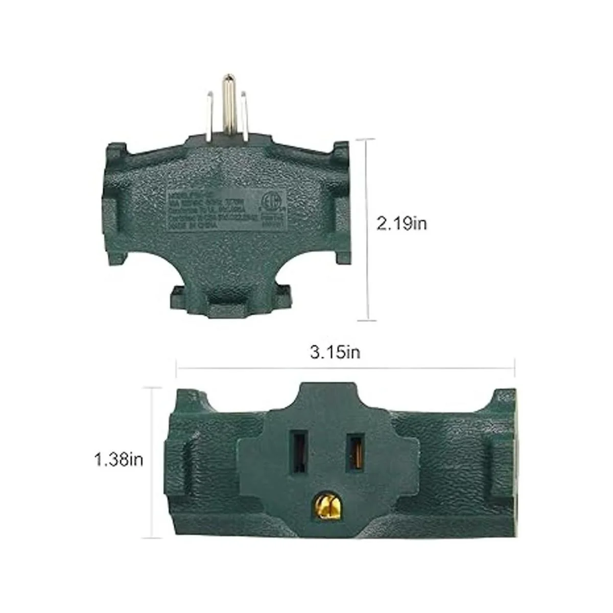 Adaptador de conexión a tierra de 3 tomas con