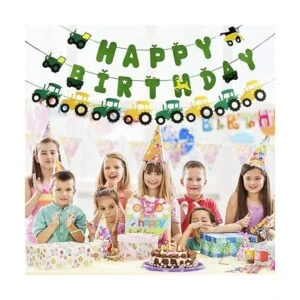 Juego de banderines de cumpleaños para tractor con_2