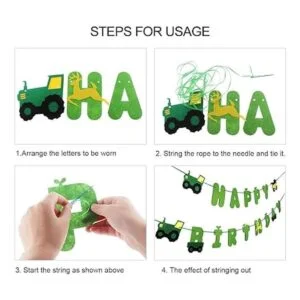 Juego de banderines de cumpleaños para tractor con_5