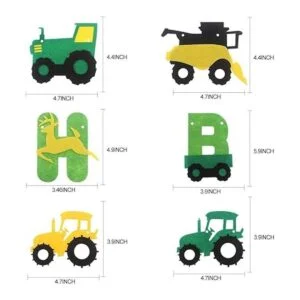 Juego de banderines de cumpleaños para tractor con_4