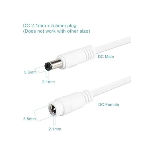 Paquete de 2 cables de extensión de alimentación CC de 20