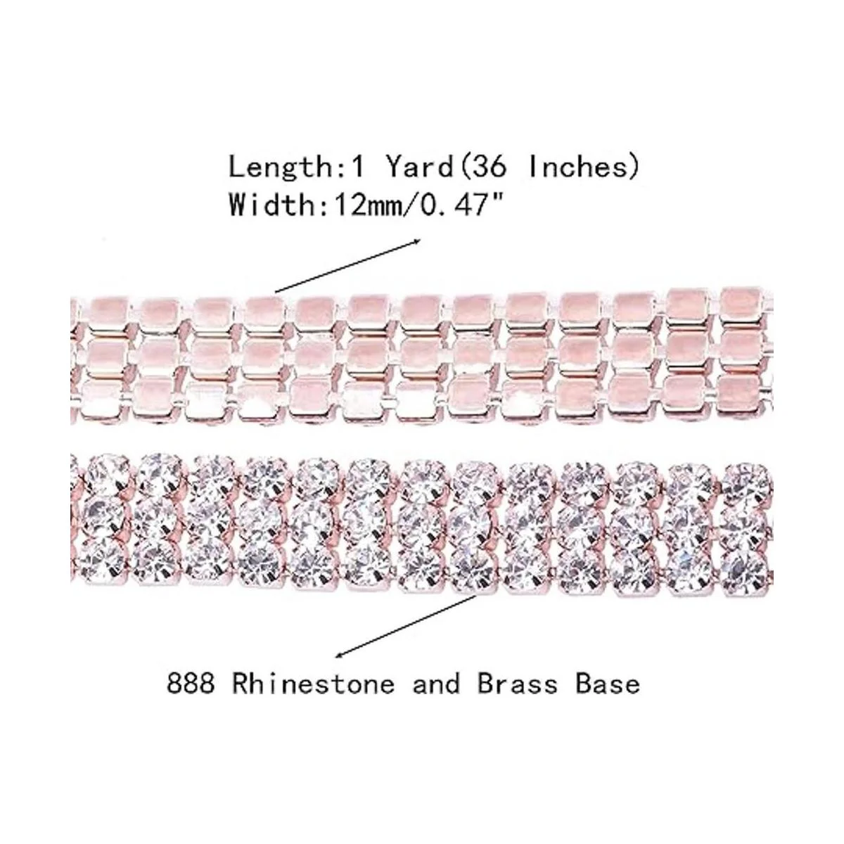 KAOYOO 3 filas 1 yarda 0.157 in cristal Rhinestone cierre