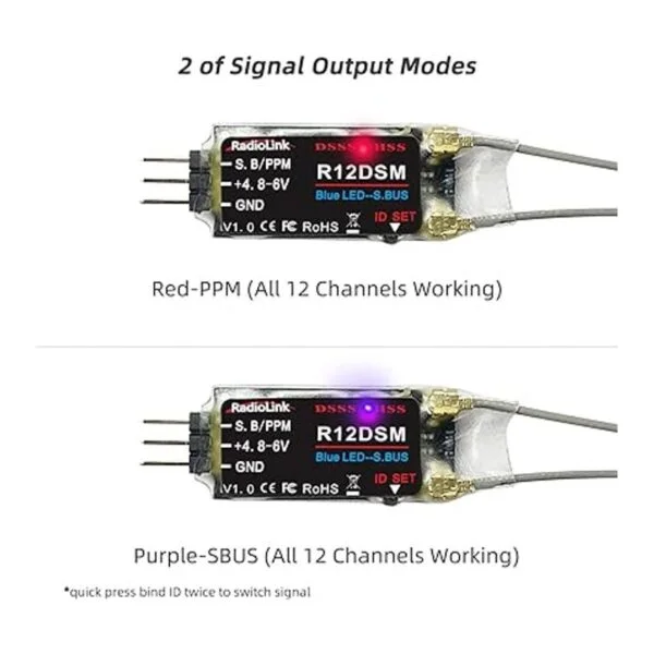 Radiolink R12DSM Receptor micro RC de 2.4 GHz 12_4