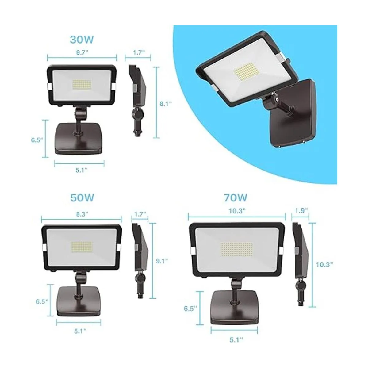 HYPERLITE Paquete de 2 luces LED de 50 W para exteriores_5