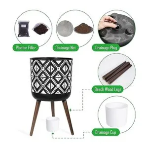 Maceta de 14 pulgadas con soporte maceta alta de mediados_4