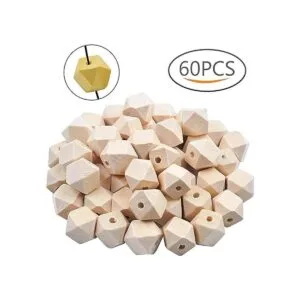 Jdesun 60 cuentas de madera sin acabar 055 pulgadas
