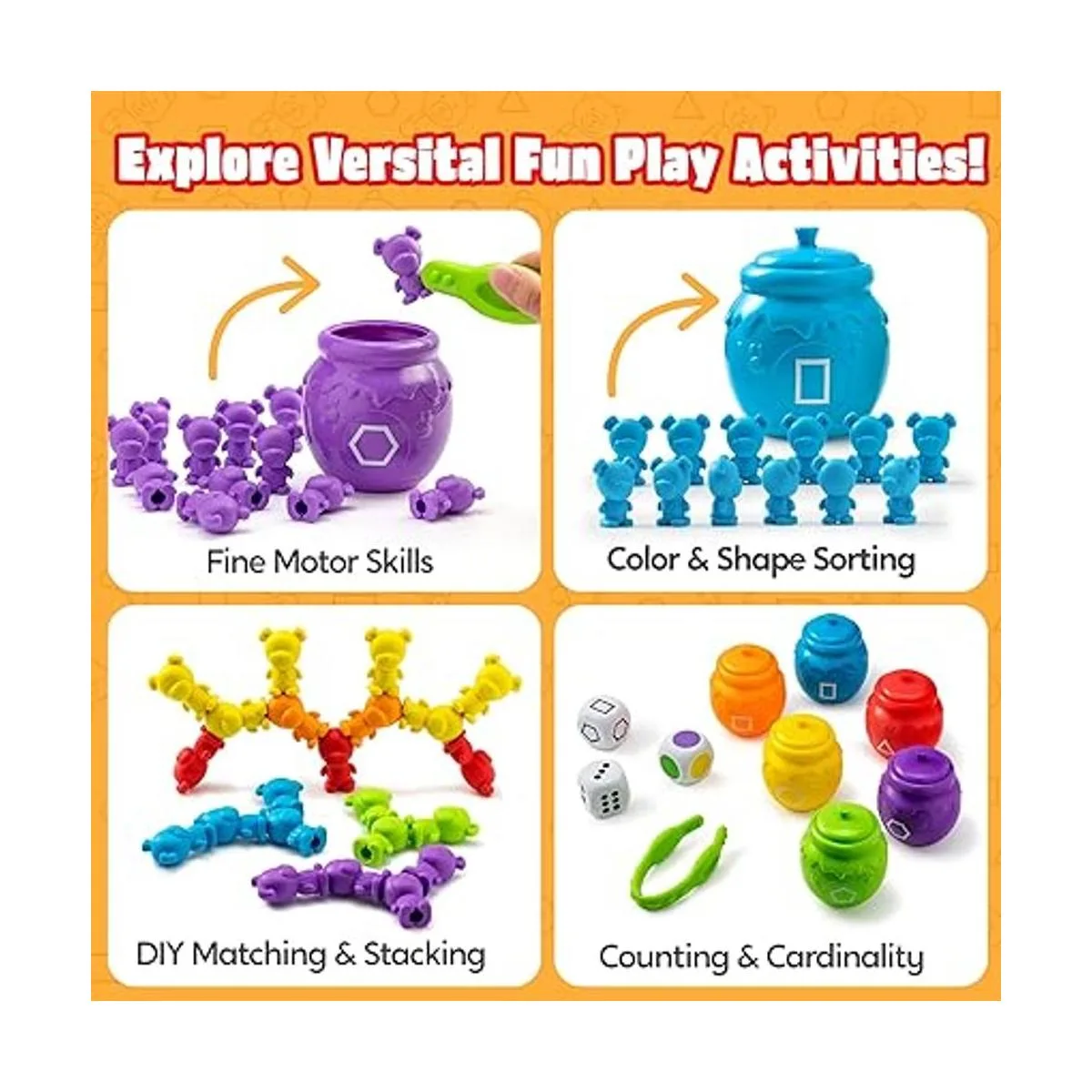 Joyin PlayAct Juego de juguetes para clasificar con tazas_3