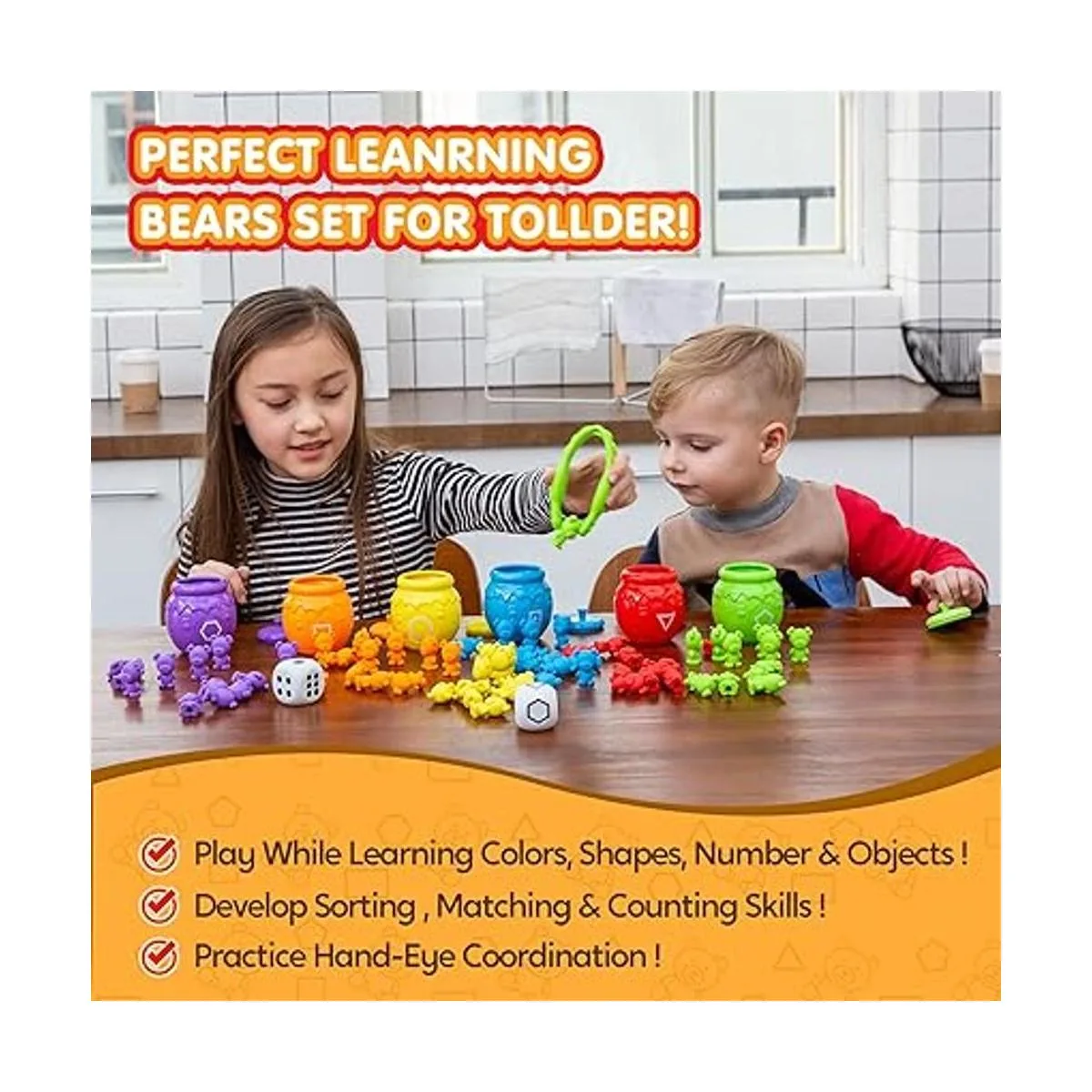 Joyin PlayAct Juego de juguetes para clasificar con tazas_6