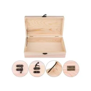 Dedoot Caja de madera sin terminar con tapa con bisagras