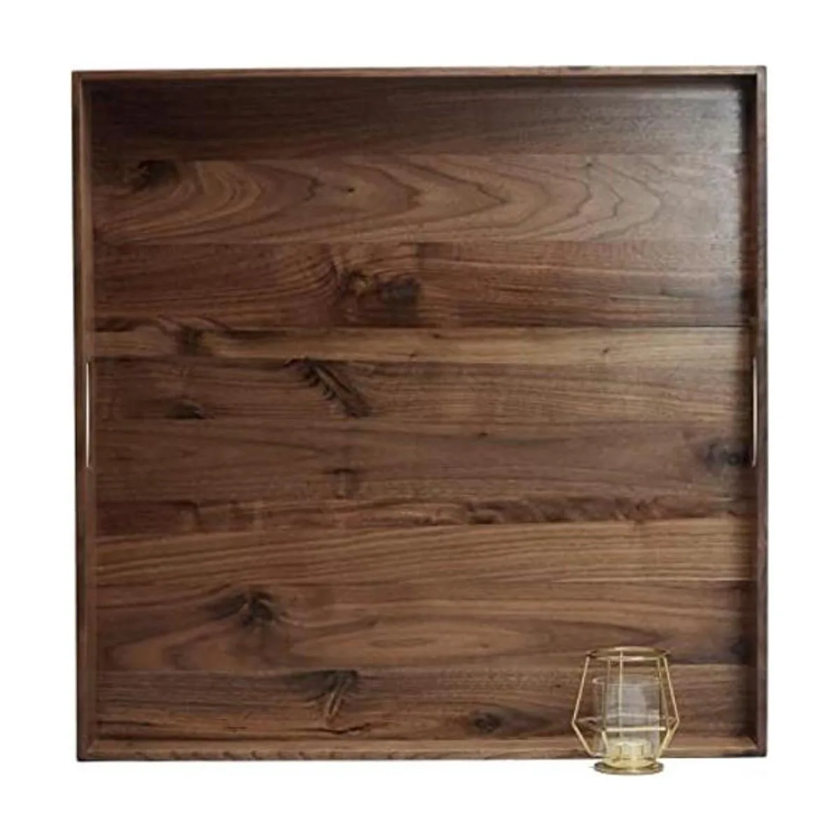 MAGIGO Bandeja otomana cuadrada extragrande de madera de