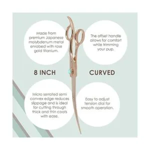 Kenchii Tijeras de aseo para perros con diseño de rosas_3