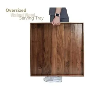 MAGIGO Bandeja otomana cuadrada extragrande de madera de