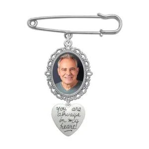 Ramo de boda con dije de foto ovalado de encaje para_2