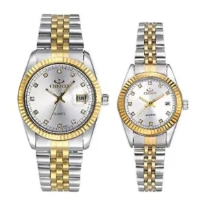 JewelryWe Reloj de pulsera de cuarzo de acero inoxidable