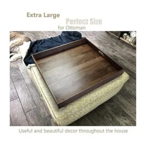 MAGIGO Bandeja otomana cuadrada extragrande de madera de