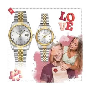 JewelryWe Reloj de pulsera de cuarzo de acero inoxidable