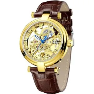 Reloj esqueleto de pulsera automático estilo steampunk_1