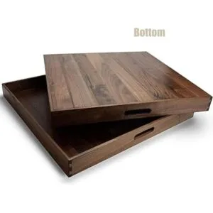 MAGIGO Bandeja otomana cuadrada extragrande de madera de