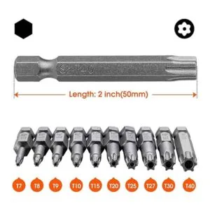 Juego de 10 puntas de destornillador Torx VAKOGAL S2 de