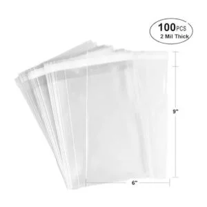 100 bolsas Bolsas de cierre de cristal transparente de