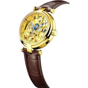 Reloj esqueleto de pulsera automático estilo steampunk_3