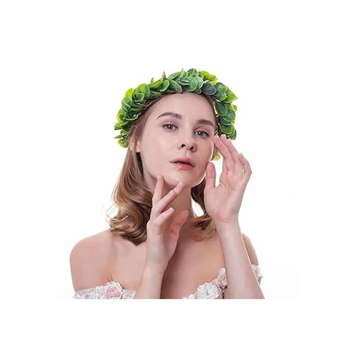 Corona artificial de hojas verdes de eucalipto corona de_5