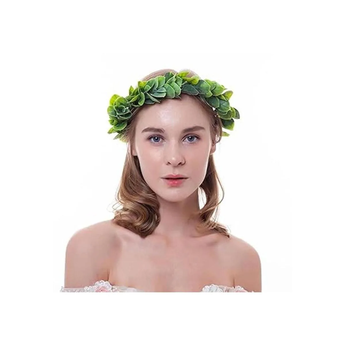 Corona artificial de hojas verdes de eucalipto corona de_4