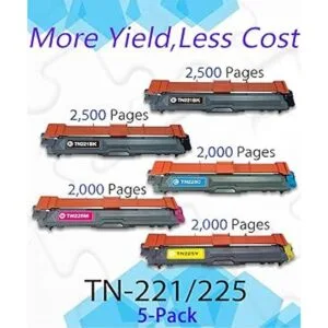 Paquete de 5 cartuchos de tóner compatibles TN221 TN225