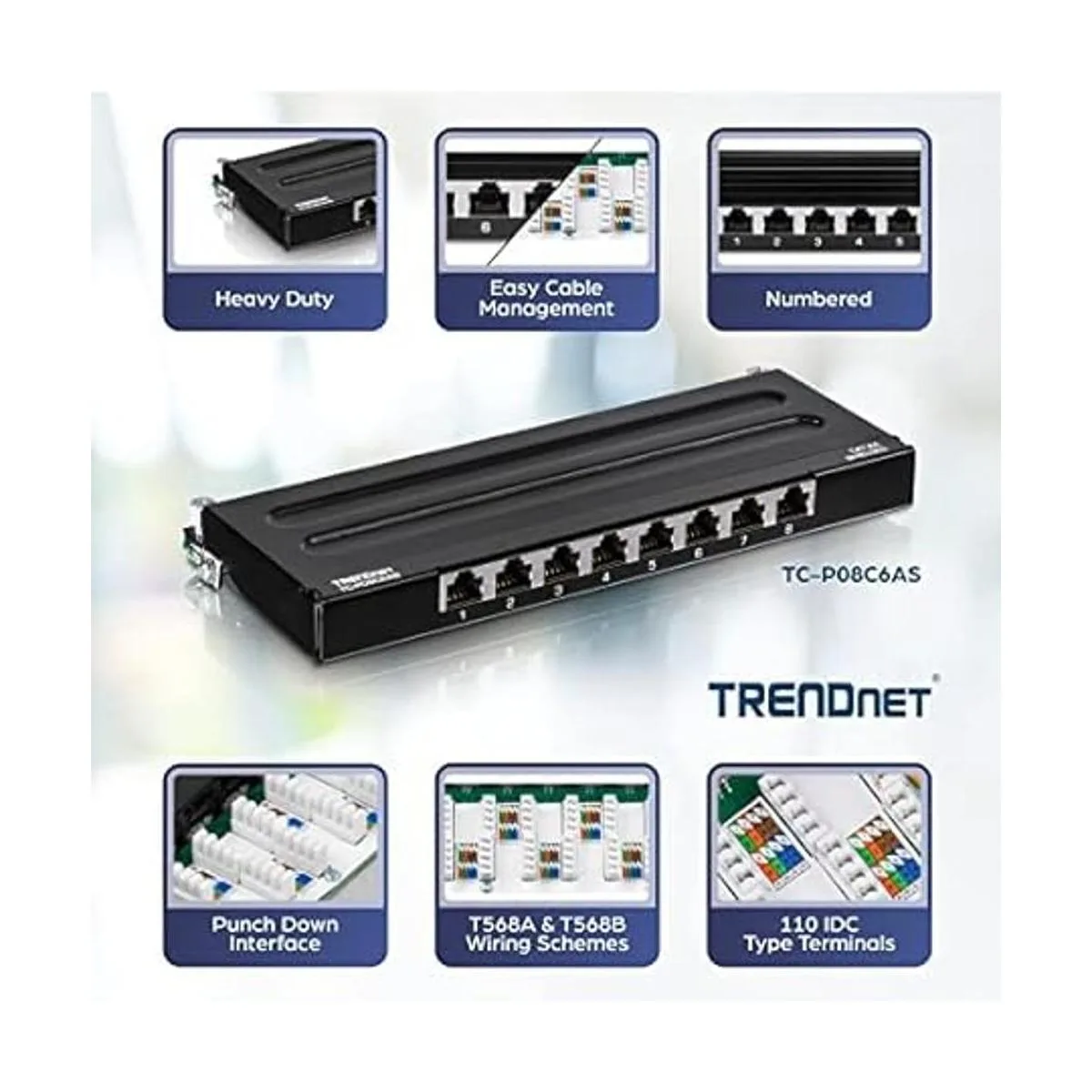 TRENDnet Panel de conexión blindado Cat6A de 8 puertos_2