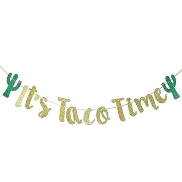 Its Taco Time Banner Banderines para fiesta de_1