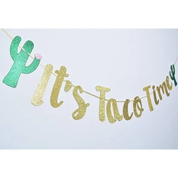 Its Taco Time Banner Banderines para fiesta de_2