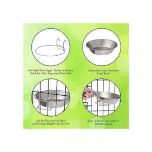 PETMAKER Juego de 2 cuencos colgantes de acero inoxidable_3