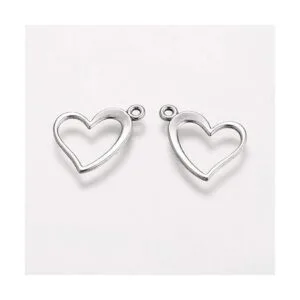 PH PandaHall 50 colgantes de corazón de plata antigua_2