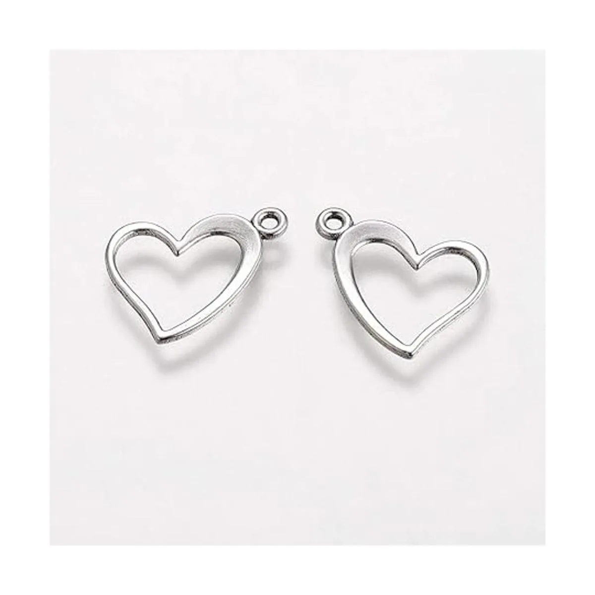 PH PandaHall 50 colgantes de corazón de plata antigua_2